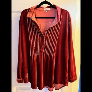 Cold Water Creek Stretch Velvet Pintuck Tunic